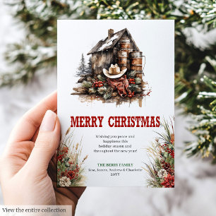 Rustikale Savanne-Weihnachtsgrußkarte digital Feiertagskarte