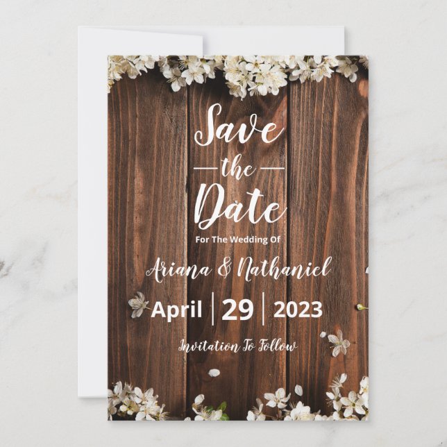 Rustikale Save the Date Einladungskarte (Vorderseite)