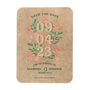 Rustikale Save-the-Date-Karte ohne Foto, einzigart Magnet