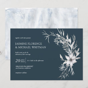 Rustikale Schablonenbotanik - elegante Hochzeitsei Einladung