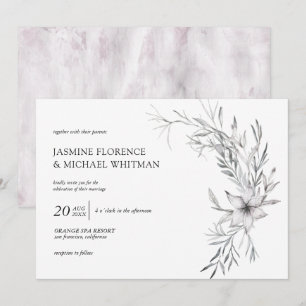Rustikale Schablonenbotanik - elegante Hochzeitsei Einladung