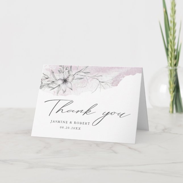 rustikale Schablonenbotanik Foto Danke Karte (Vorderseite)