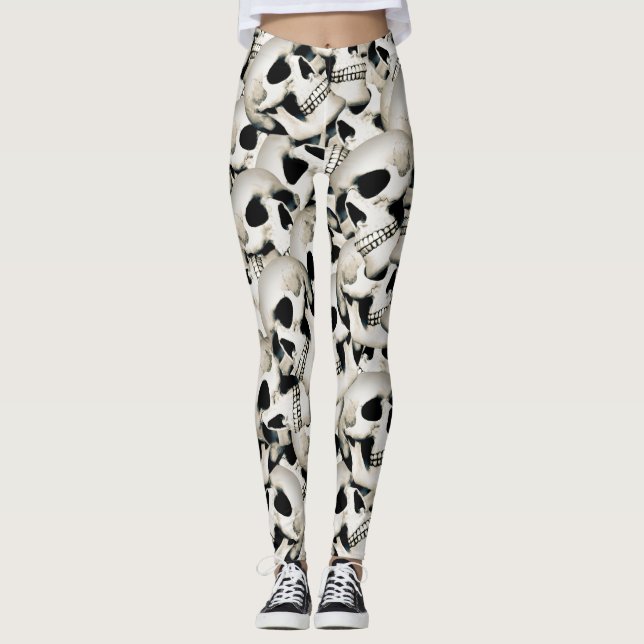 Rustikale Schädel Gemustert Leggings (Vorderseite)
