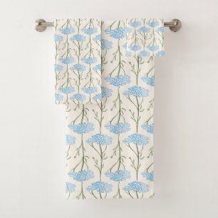 Rustikale Schafgarbe-Wildblume Botanical Himmelbla Badhandtuch Set