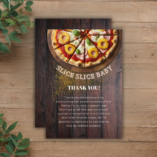 Rustikale Scheibe Pizza Baby Shower Dankeskarte