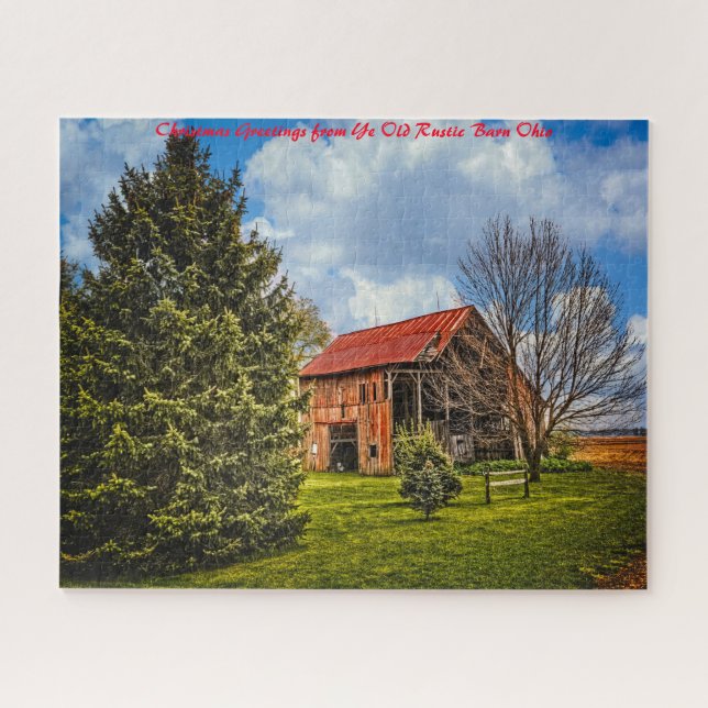 Rustikale Scheune Ohio.Weihnachtsgrüße (Horizontal)