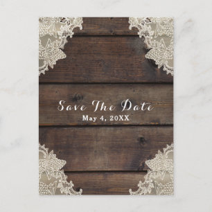 Rustikale Scheunen-Hochzeit mit Holz und Spitze -  Ankündigungspostkarte