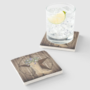 rustikale Scheunen Holz Wildblume Cowboy Western S Steinuntersetzer