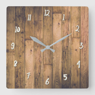 Rustikale Scheunen-Holzbretter im Landhausstil Quadratische Wanduhr