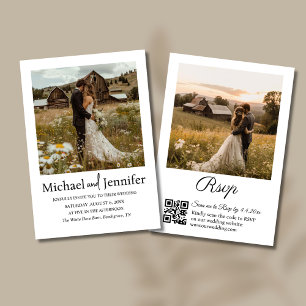 Rustikale Scheunenhochzeit 2 Foto QR Code RSVP Hoc Einladung