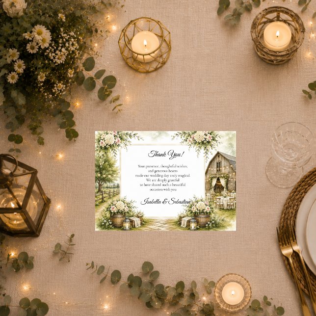 Rustikale Scheunenhochzeit Dankeskarte (Von Creator hochgeladen)