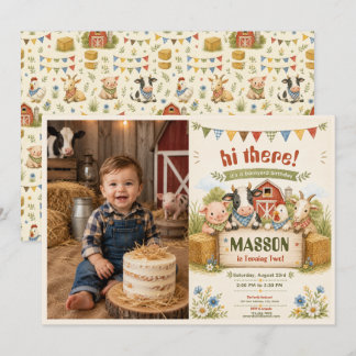 Rustikale Scheunenhof-2. Geburtstagsfeier für Kind Einladung