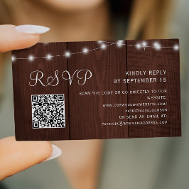 Rustikale Scheunenholz-Lichterkette Hochzeit QR RS Begleitkarte