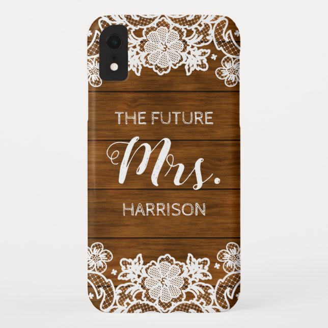 Rustikale Scheunenholz-Spitze Future Mrs. Verlobun Case-Mate iPhone Hülle (Rückseite)