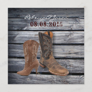 Rustikale Scheunenholz-Western-Cowboy-Hochzeit Ankündigung