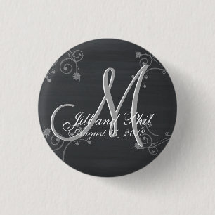 Rustikale Schiefertafel 3D-Monogramm Button
