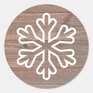 Rustikale Schneeflocke aus Holz - Circle Sticker