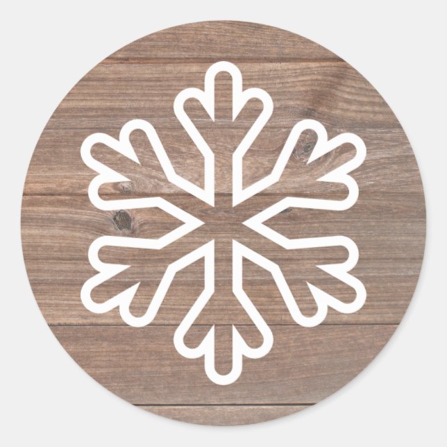 Rustikale Schneeflocke aus Holz - Circle Sticker (Vorderseite)
