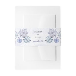 Rustikale Schneeflocken Blauer Winter Hochzeit Einladungsbanderole