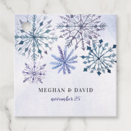 Rustikale Schneeflocken Blauer Winter Hochzeit Geschenkanhänger