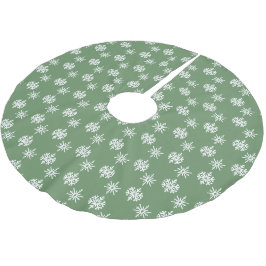 Rustikale Schneeflocken, grün und weiß Polyester Weihnachtsbaumdecke