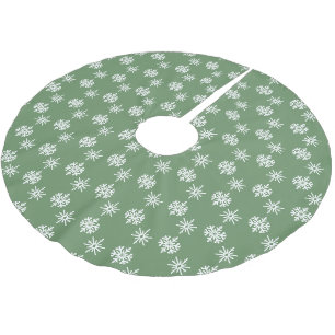 Rustikale Schneeflocken, grün und weiß Polyester Weihnachtsbaumdecke
