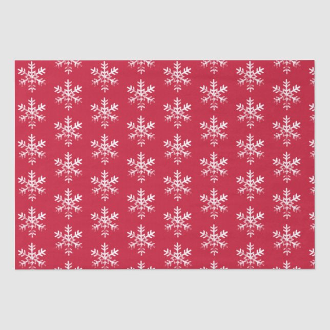 Rustikale Schneeflocken Rot Seidenpapier (Vorderseite)