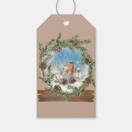 Rustikale Schneeschlittenglocke und Vogelgeschenkm Geschenkanhänger