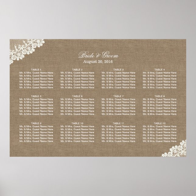 Rustikale Schnürsenkel-Schnürsenkel für Hochzeitss Poster (Vorne)