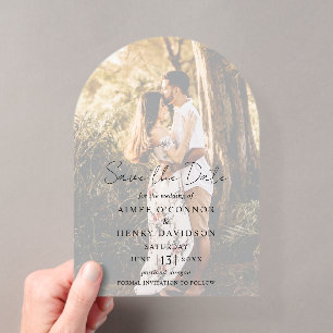 Rustikale Schrift Foto Moderne Hochzeit Termin mer Acryleinladungen