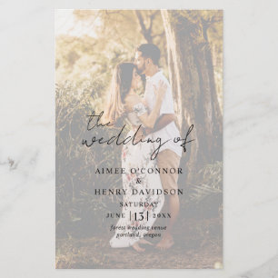 Rustikale Schrift Hochzeitsprogramm mit Foto
