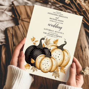 Rustikale Schwarz-Gold-Pumpkin-Hochzeit Einladung
