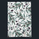 Rustikale Schwarz-Olive-Aquarell-Illustration  Geschirrtuch<br><div class="desc">Schöne rustikale Aquarellzeichnung</div>