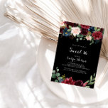Rustikale Schwarze Botanische Süße 16 Geburtstagsp Einladung<br><div class="desc">Diese rustikale schwarz botanische süße 16 Geburtstagsfeier lädt zum klassischen Geburtstag ein. Das Design besteht aus bordeauxroten,  marinierten,  blauen und rot strahlenden Blume mit anmutigen,  handbemalten,  schwarzen Hintergrund,  die die natürliche Schönheit inspiriere.</div>