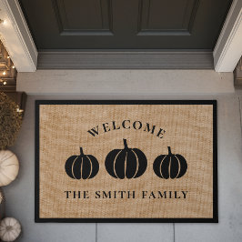 Rustikale schwarze Pumpkins Familienname Willkomme Fußmatte