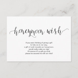Rustikale schwarze Schrift, Wedding Honeymoon Wish Begleitkarte