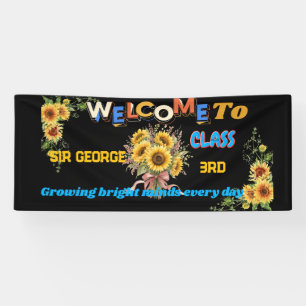 Rustikale schwarze Sonnenblumen-Lehrer-Klassenzimm Banner