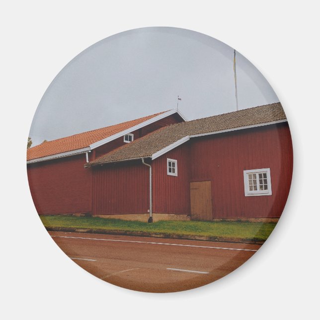 Rustikale schwedische Hütte Magnet (Vorne)