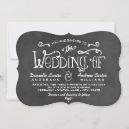Rustikale Script Black Chalkboard Hochzeit Einladung