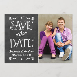 Rustikale Script Chalkboard Wedding Black Save The Date