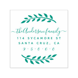 Rustikale Script-Familienname Wreath-Rücksendeadre Permastempel