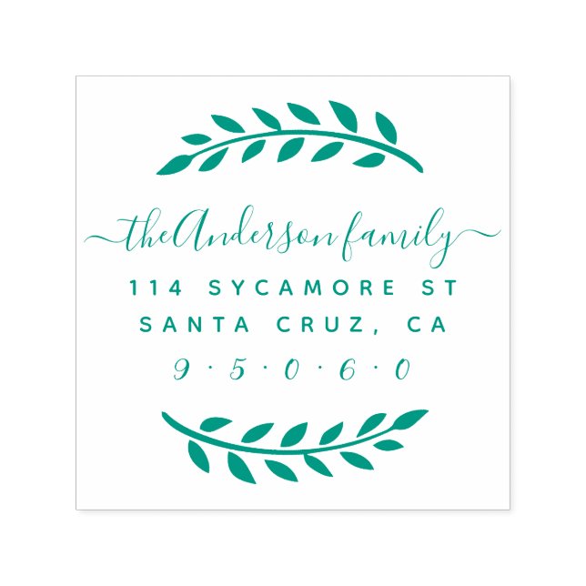 Rustikale Script-Familienname Wreath-Rücksendeadre Permastempel (Design)