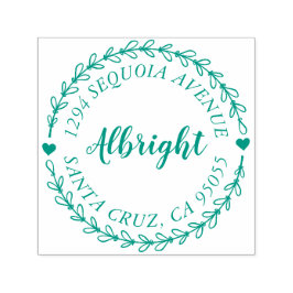 Rustikale Script & Hand Drawn Wreath-Rücksendeadre Permastempel