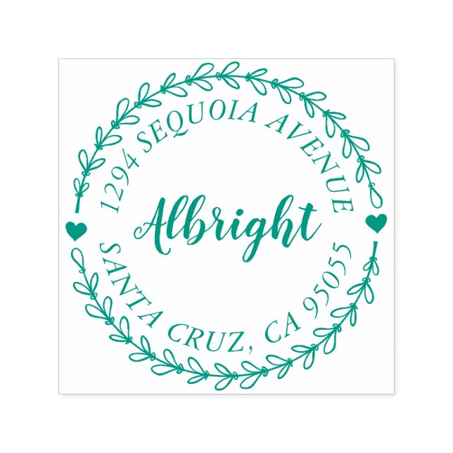 Rustikale Script & Hand Drawn Wreath-Rücksendeadre Permastempel (Design)