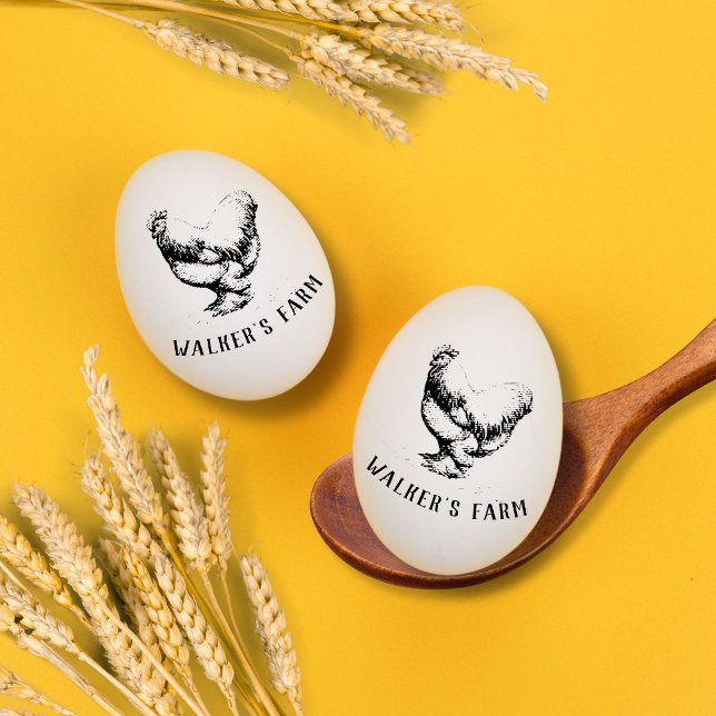 Rustikale Script Hen Egg Briefmarke Gummistempel (Von Creator hochgeladen)