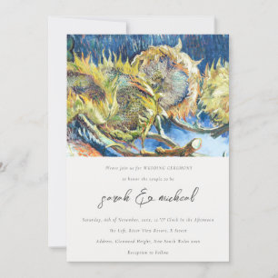 Rustikale Script Minimal Gelbe Sonnenblume Hochzei Einladung