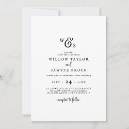 Rustikale Script Monogram Wedding Einladung