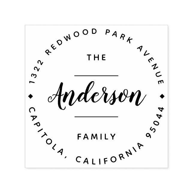 Rustikale Script-Round-Family-Rücksendeadresse Permastempel (Design)