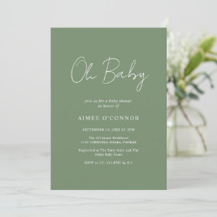 Rustikale Script-Sage Green Simple Modern Baby Dus Einladung