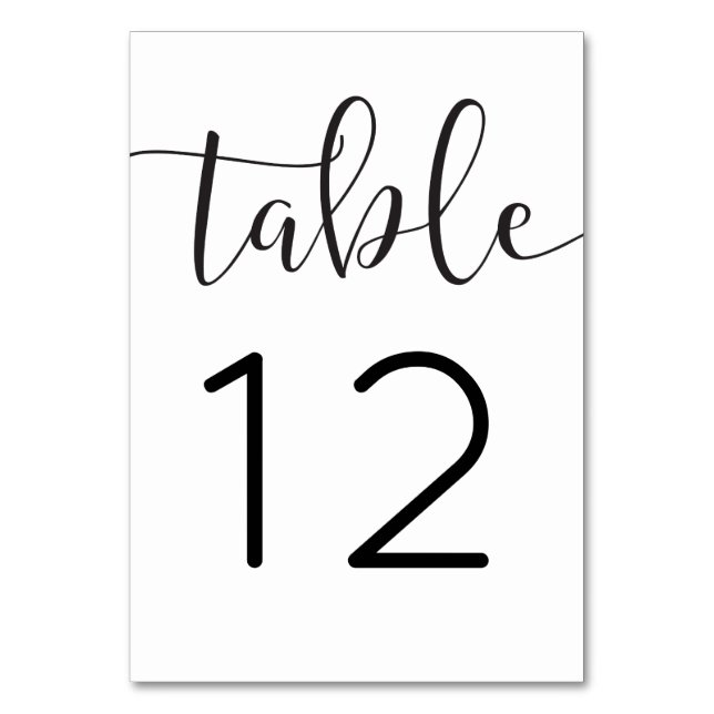 Rustikale Script-Table-Cards Hochzeiten von Tischn Tischnummer (Vorderseite)